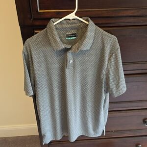 Stafford Blue-Gray Patterned Short-Sleeve Polo